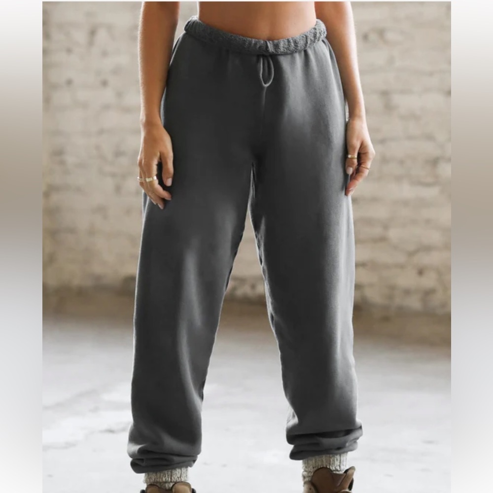 Joah Brown Oversized Jogger Washer Black French Terry Sz M/L